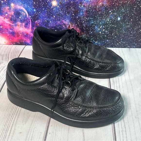 SAS “Bout Time” Comfort Shoes Mens 13 M Black Leather Loafers Tripad Soles USA - Picture 1 of 8